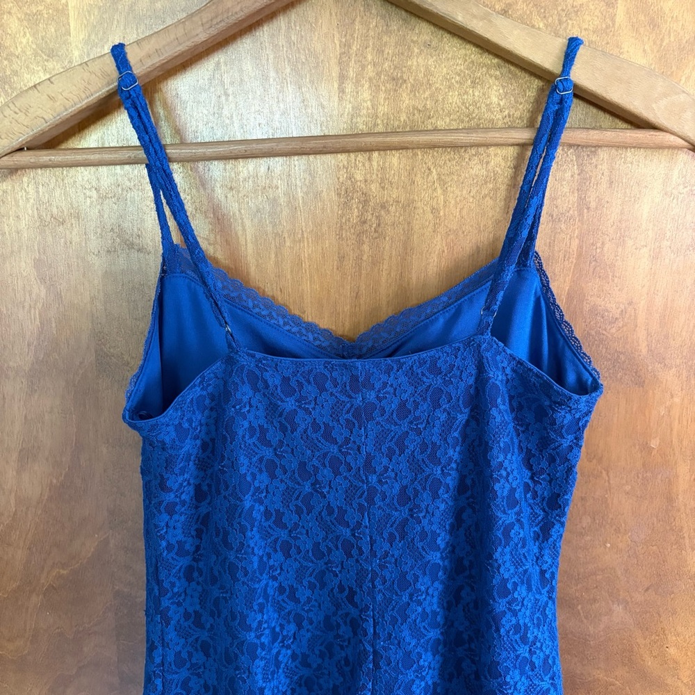 Aeropostale Blue Sheer Mesh Lace Trim Babydoll Cami Slip Dress Y2K Fairy NWT Mod - Picture 4 of 14